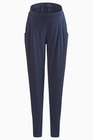 Navy Jersey Taper Trousers (Maternity)